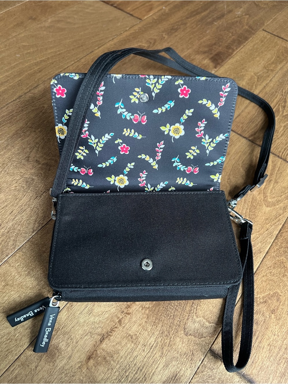 Vera Bradley Black Crossbody Wristlet Bag - Picture 2 of 10